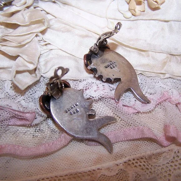 Made in Mexico Mexican 950 Silver and Pink Rhodochrosite Necklace/Clip Earrings - Picture 13 of 13